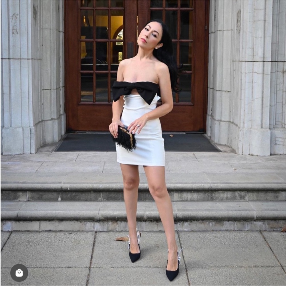 Zara dress mini bow bodycon fitted white wedding party coctail dress - Picture 9 of 15